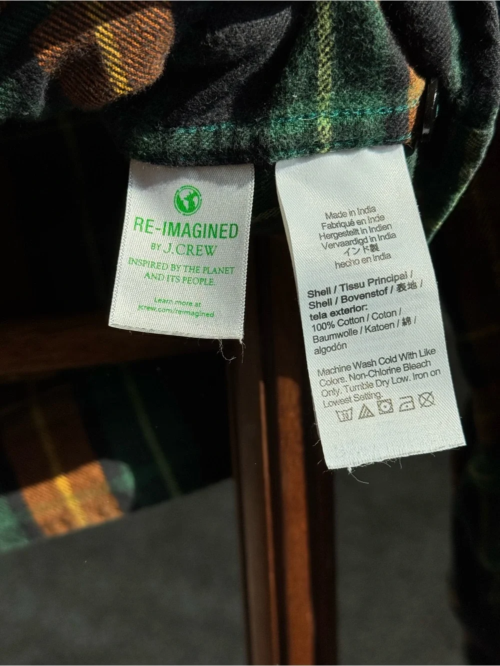 J.Crew Mid-Weight Flannel Plaid Shirt Men’s M Slim Fit Green Orange Cotton